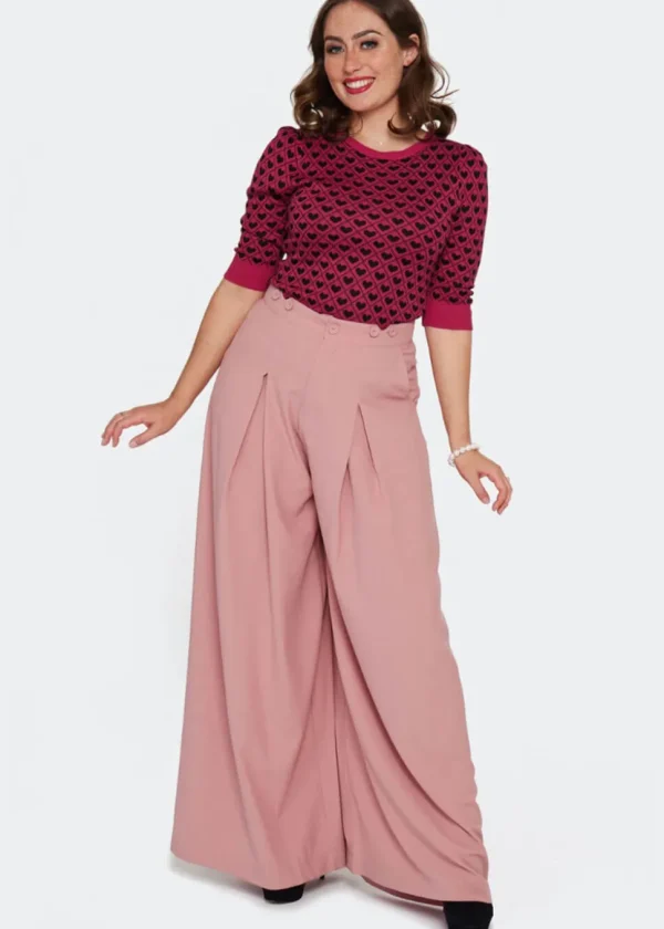 Voodoo Vixen Heart Patterned Sweater Pink