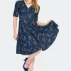 Voodoo Vixen Mushroom Moon 50's A-Line Dress Navy