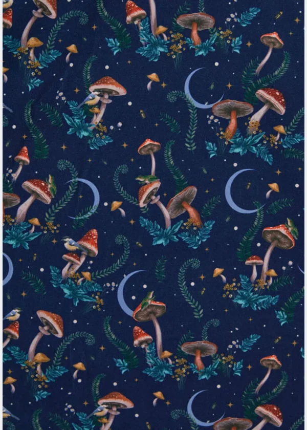 Voodoo Vixen Mushroom Moon 50's A-Line Dress Navy