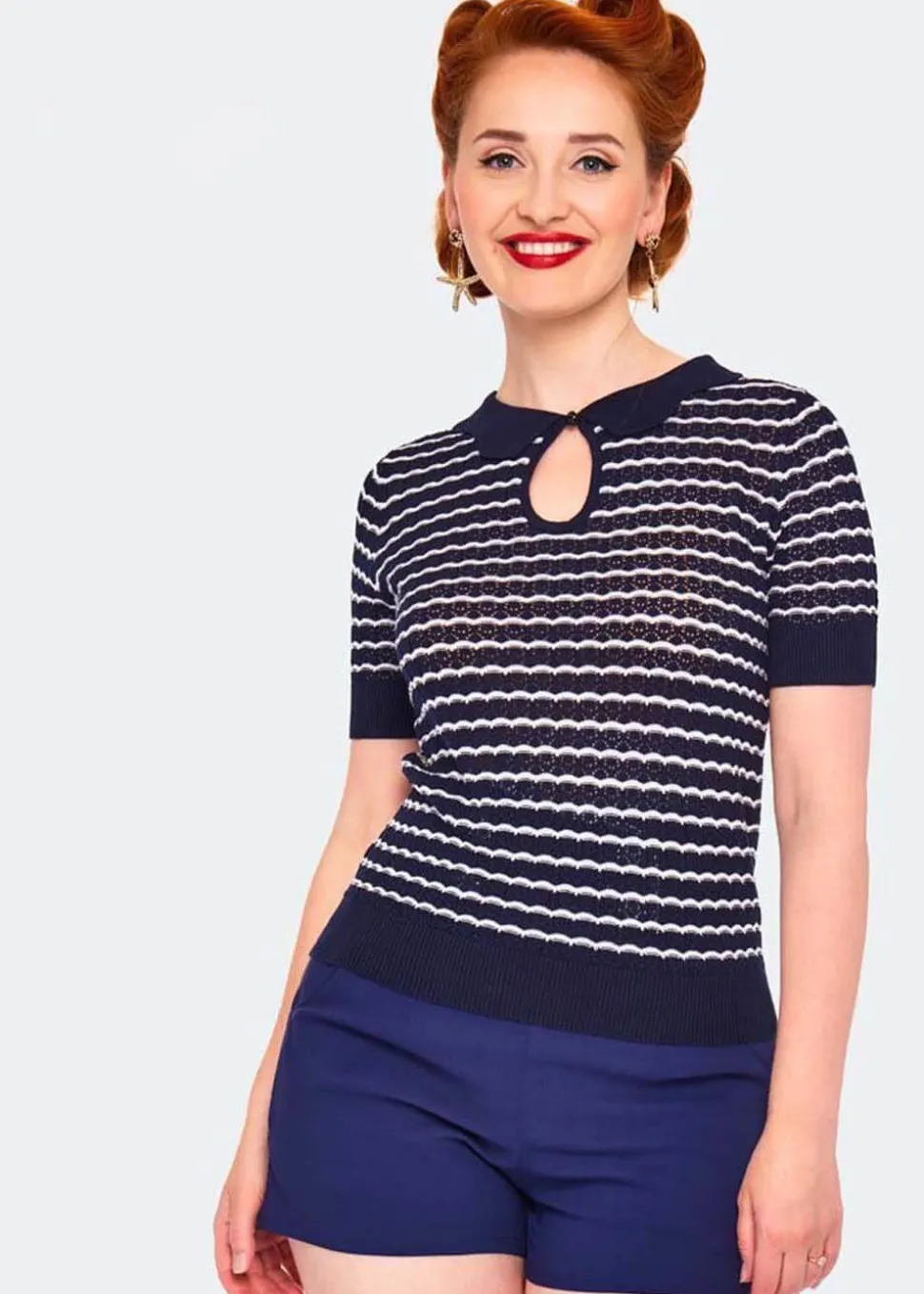 voodoo_vixen_scallop_stri_0.webp Voodoo Vixen Scallop Stripe 40's Top Blue
