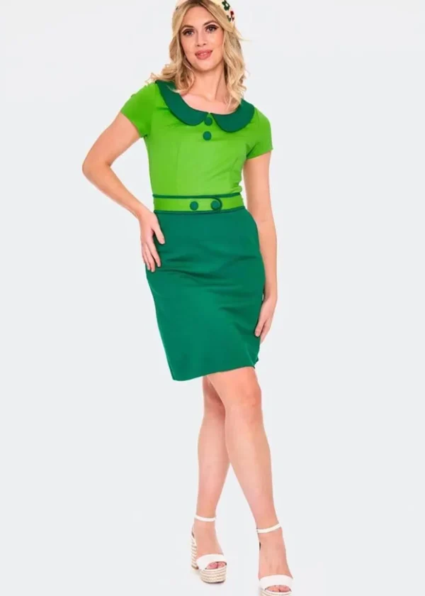 Voodoo Vixen Stacey 60's Dress Green