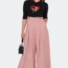 Voodoo Vixen Wide Leg Suspenders Trousers Mauve