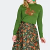 Voodoo Vixen Woodland Squirrel 50's Swing Skirt Green