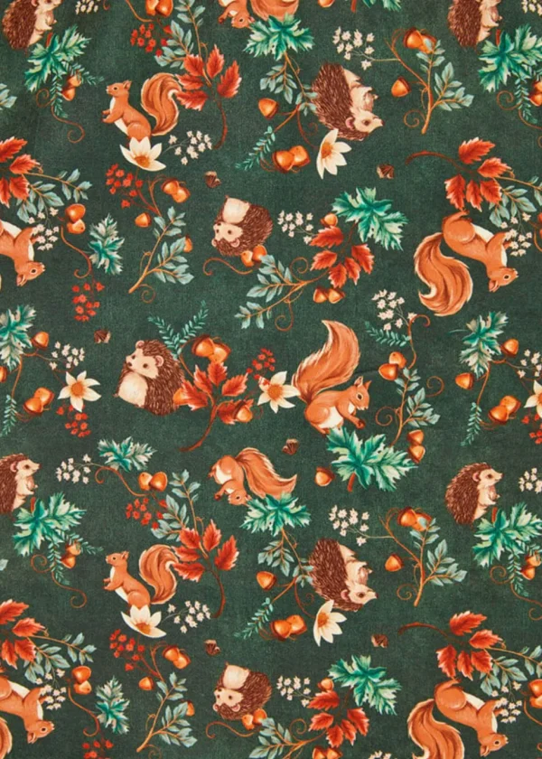 Voodoo Vixen Woodland Squirrel 50's Swing Skirt Green