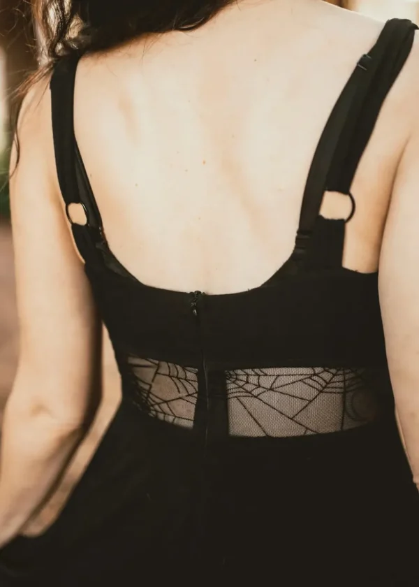 Weasel Wear Arachnophobia Spiderweb Maxi Dress Black