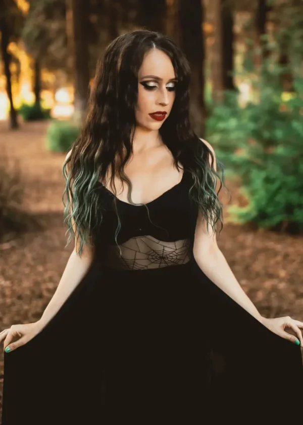 Weasel Wear Arachnophobia Spiderweb Maxi Dress Black