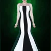 Weasel Wear Sandworm Striped Maxi Dress Black White