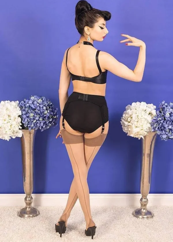 What Katie Did Glamour Retro Seamed Stockings Champagne Latte