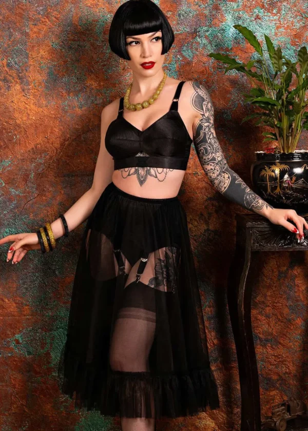 What Katie Did Maitresse Satin Bullet Bra Black