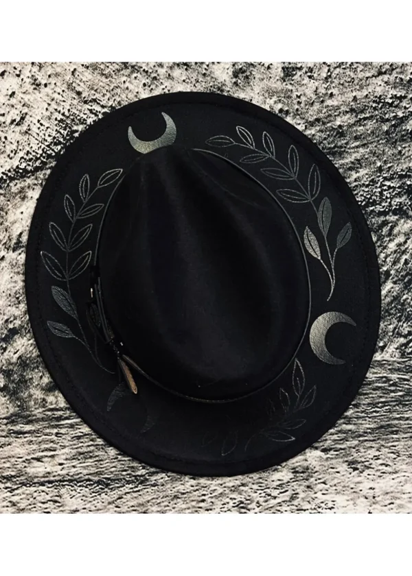 Witchwood Black Fern Moon Vegan Filt Hat Black