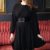 Witchwood Blythe Vegan Leather Corset Sweater Dress Black