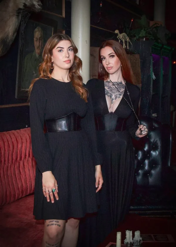 Witchwood Blythe Vegan Leather Corset Sweater Dress Black