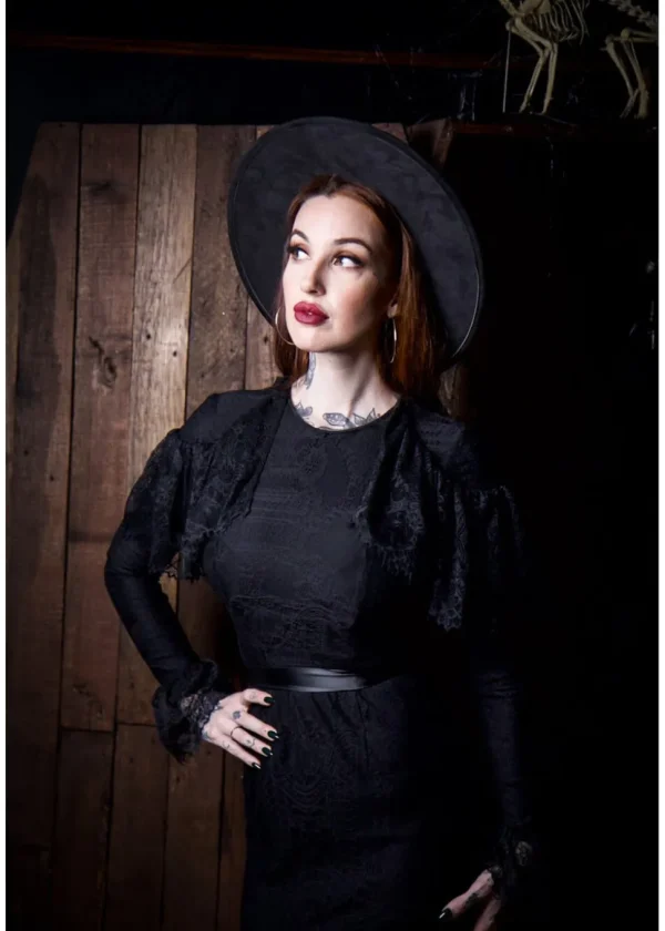 Witchwood Borden Lace Mermaid Maxi Dress Black