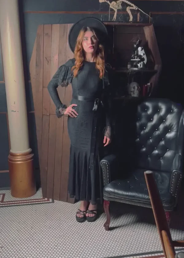 Witchwood Borden Lace Mermaid Maxi Dress Black