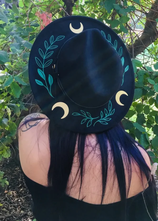 Witchwood Fern Moon Vegan Felt Hat Black