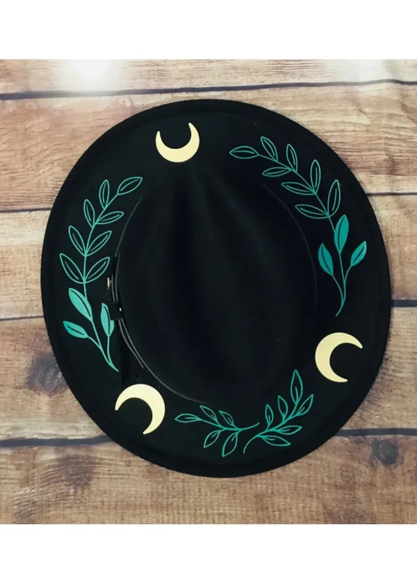Witchwood Fern Moon Vegan Felt Hat Black