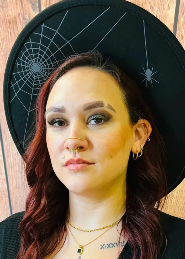 Witchwood Hanging Spider Web XL Brim Vegan Felt Hat Black Grey