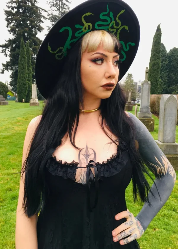 Witchwood Medusa Web XL Vegan Felt Hat Black