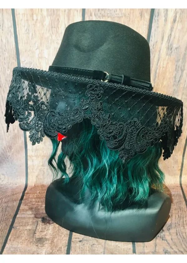 Witchwood Mourning Vintage Victorian Vegan Felt Hat Black