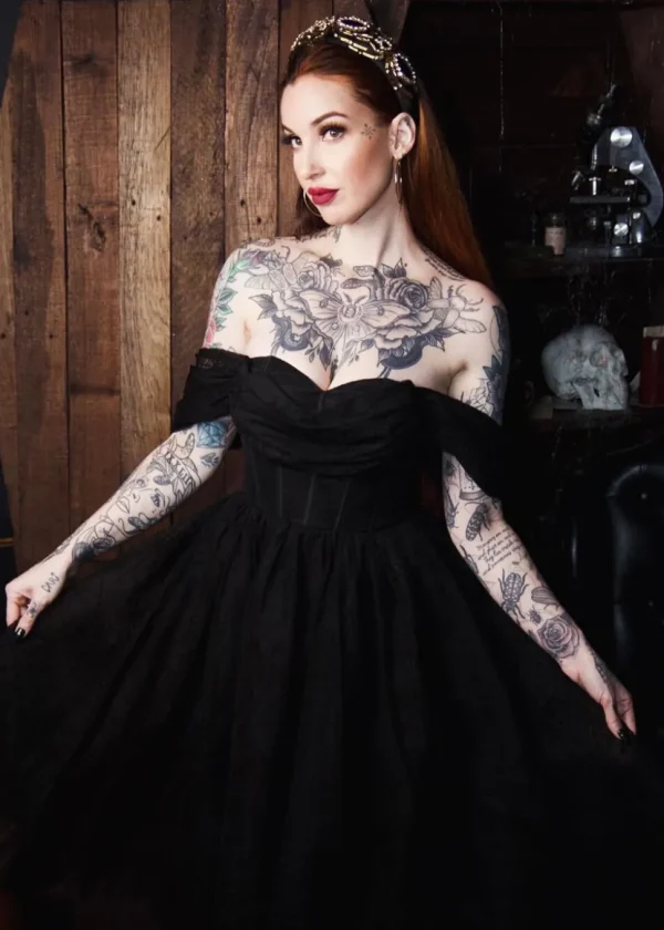Witchwood Octavia's Web Spider Web Swing Dress Black