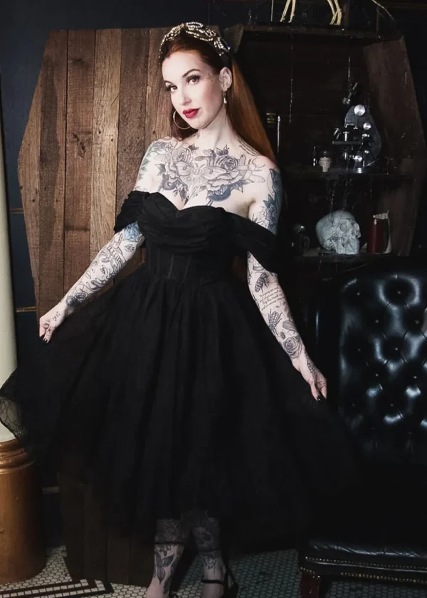 Witchwood Octavia's Web Spider Web Swing Dress Black