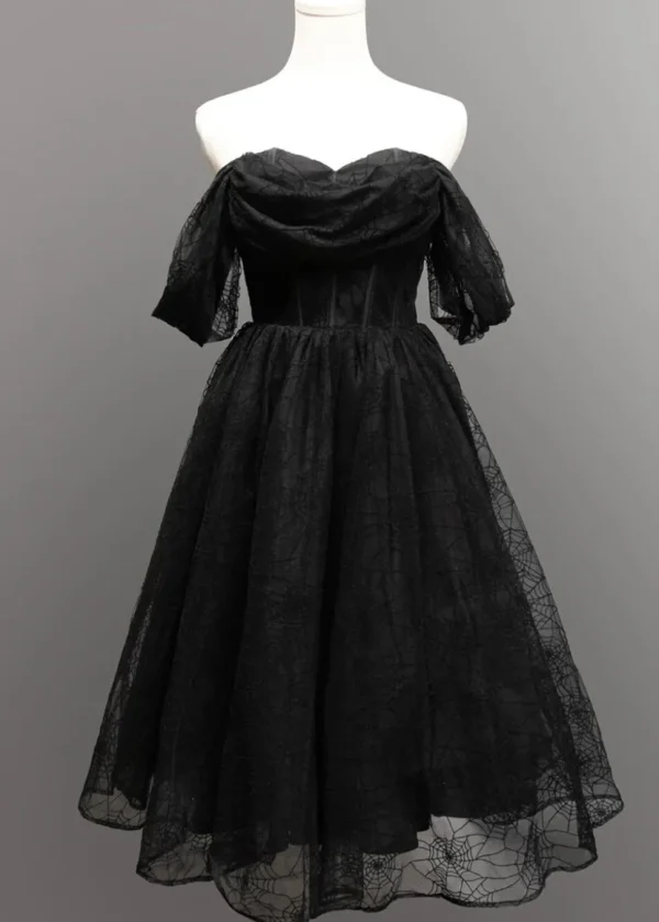 Witchwood Octavia's Web Spider Web Swing Dress Black