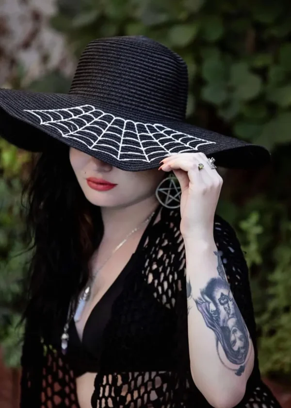 Witchwood Widow's Web Floppy Sun Hat Black