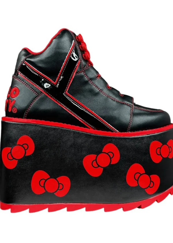 YRU Shoes x Hello Kitty Qozmo Bow Platform Shoes Black Red