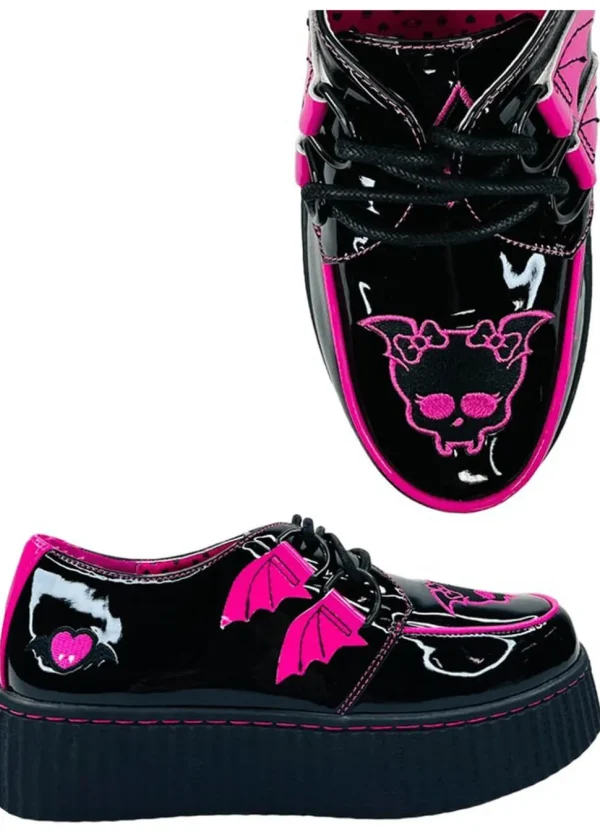YRU Shoes x Monster High Creep Draculaura Creepers Black Pink