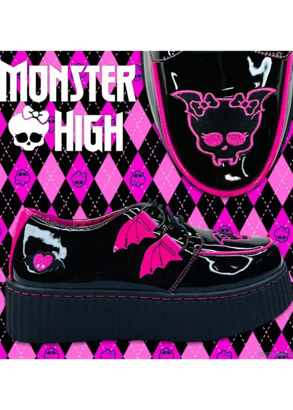 YRU Shoes x Monster High Creep Draculaura Creepers Black Pink
