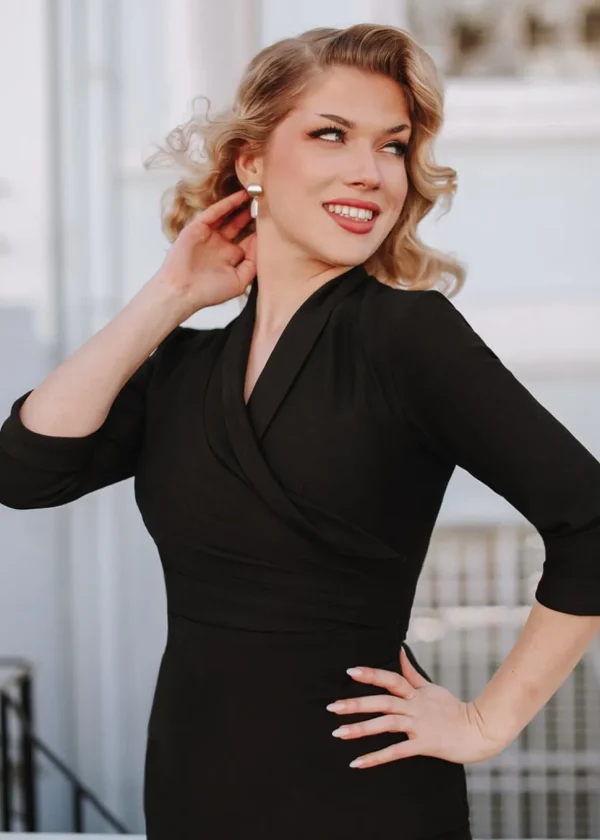 Zoe Vine Daphne 50's Pencil Dress Black